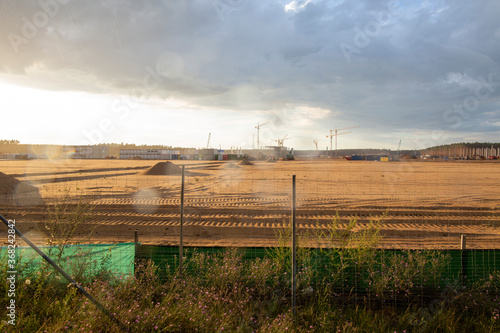 Wallpaper Mural Tesla Gigafactory Baustelle Berlin - Fabrik in Grüneheide in Brandenburg Torontodigital.ca