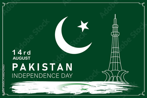14th August Pakistan Independence Day. Pakistan's independence day 14th of august 1947. Vector illustration.