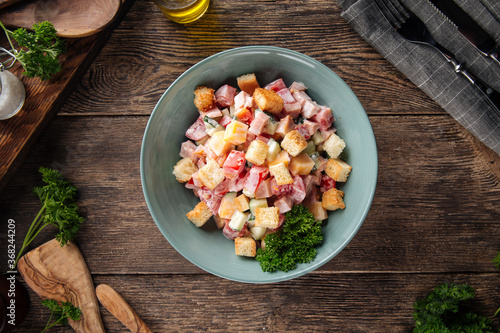 Malibu salad dressed with mayonnaise photo