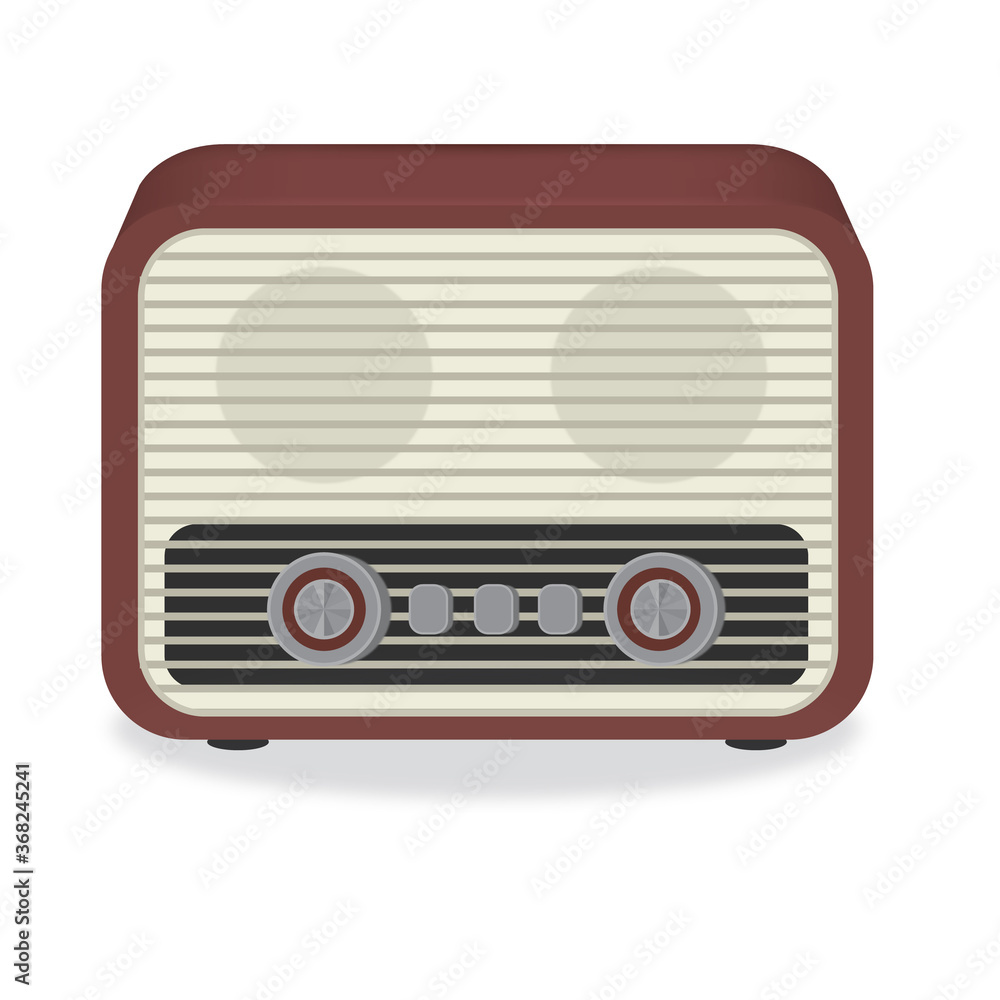 Fototapeta premium old brown radio on white background