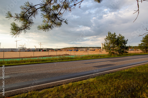 Wallpaper Mural Tesla Gigafactory Baustelle Berlin - Fabrik in Grüneheide in Brandenburg Torontodigital.ca