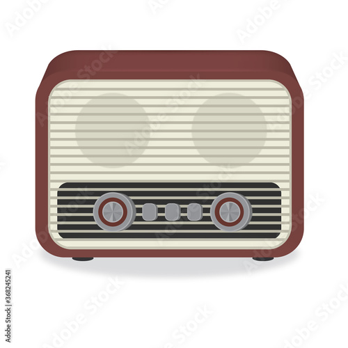 old brown radio on white background