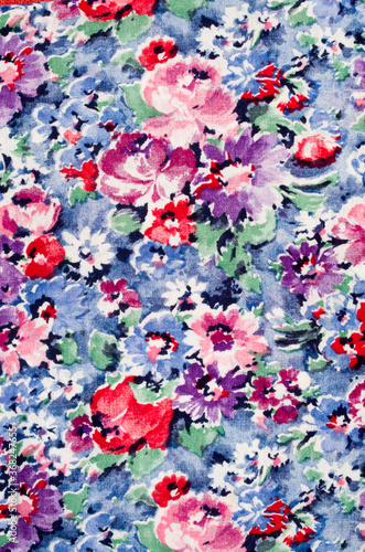 New colorful fabric with flowers close up