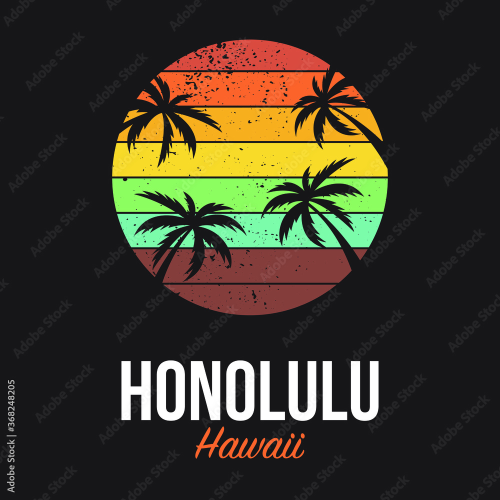 Honolulu Hawaii Logo Design Apparel T-shirt Vector illustration