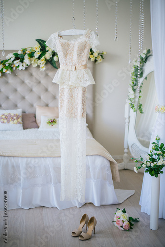 wedding dress on the table