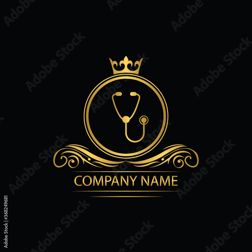 clinic  logo template luxury royal vector clinic icon company  decorative emblem with crown  