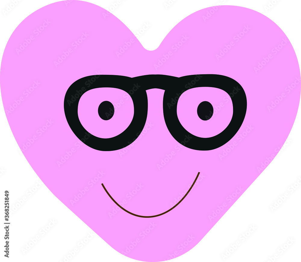 Print Cute pink heart, smile. vector illustration Print Cute pink heart, smile. vector illustration