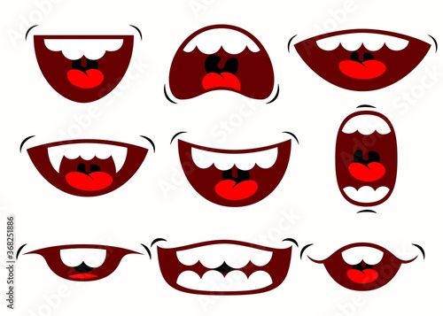 Vector illustrations of cartoon mouth expressions