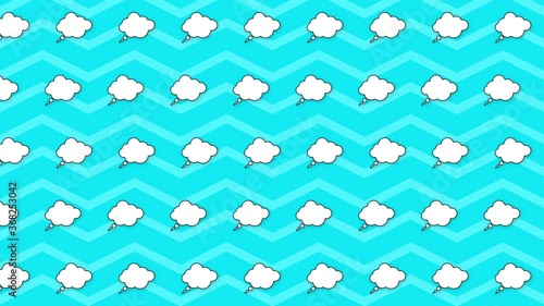 Motion design note in the form of a cloud. Animated element on blue background.