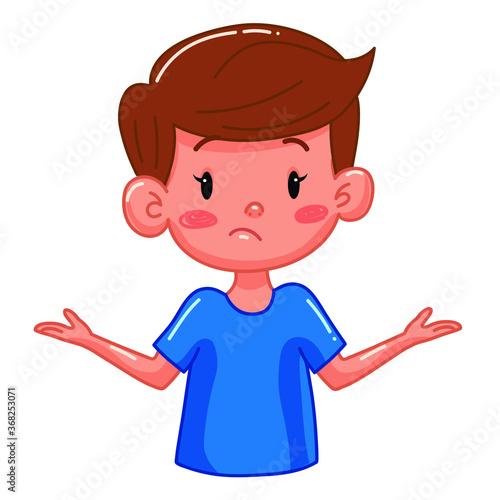 Kid boy with different emotions. Isolated illustration on white background. Vector. Cartoon. Flat. Face expression