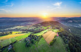 Aerial view of St. Anne's Mountain in Nowa Ruda, Poland. Landscape of Sudetes mountains