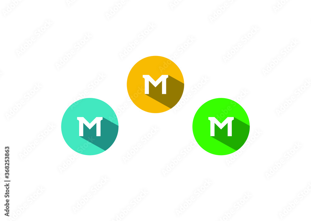 Initial Letter M Logo Design, M Letter Icon, Flat Long Shadow,Colorful Vector Illustration.Icons set. Initial Letter M Logo Design, M Letter Icon, Flat Long Shadow,Colorful Vector Illustration.Icons set.