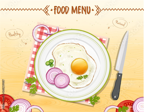 omelette vector illustration from top angle