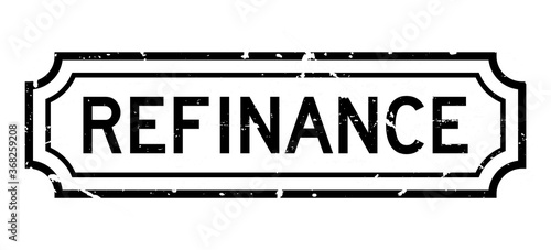 Grunge black refinance word rubber seal stamp on white background