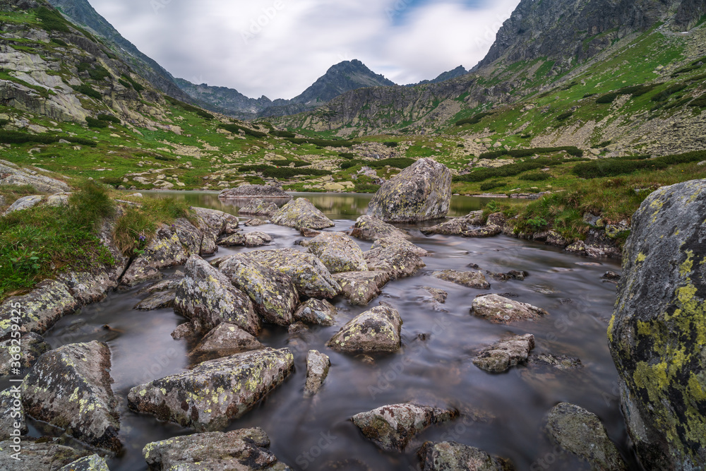 Obraz premium Pleso nad Skokom, the lake above Skok waterfall in High Tatras w