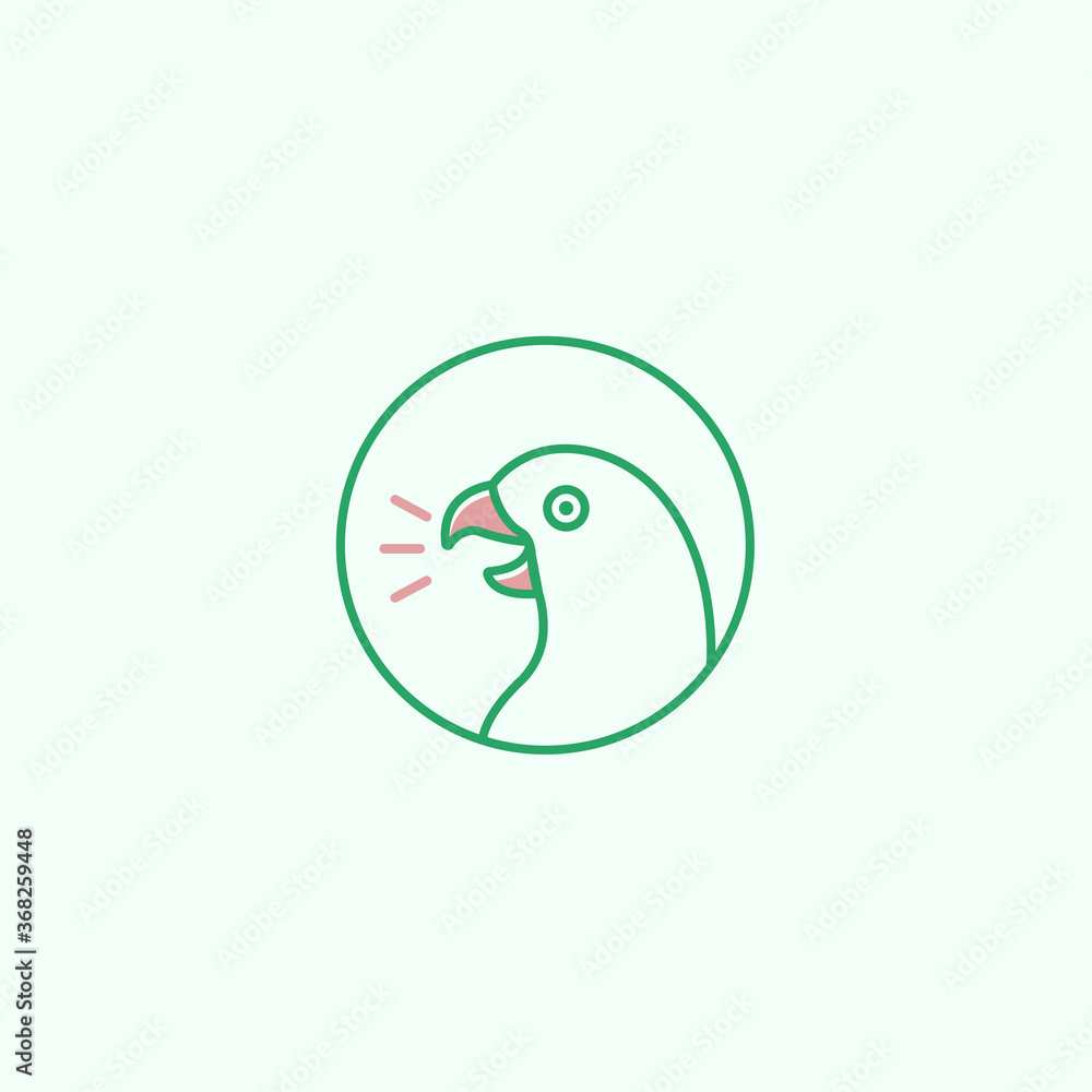 Talking parrot logo using green and red colors. Talking parrot logo using green and red colors.