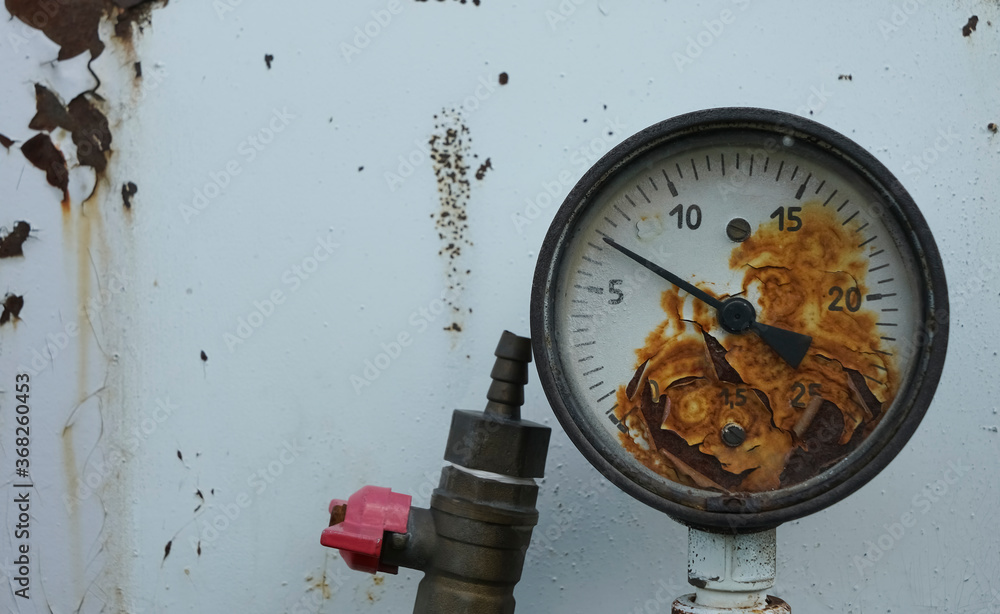Stockfoto med beskrivningen Pressure gauges, counters, arrows, indicators, measuring device.Gas