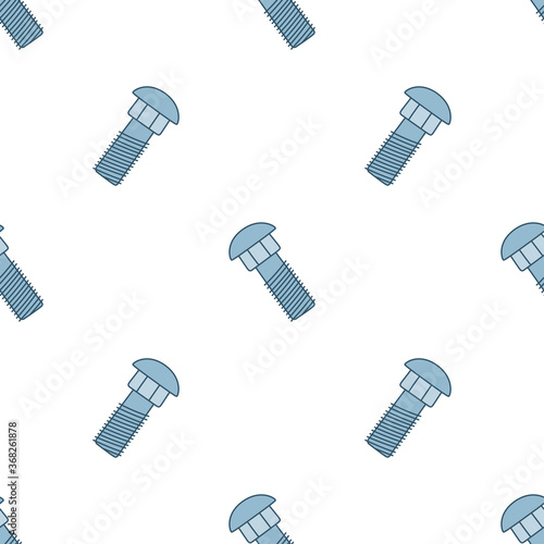 Seamless pattern with doodle screws. Texture with hand drawn bolts. Vector illustration on white background