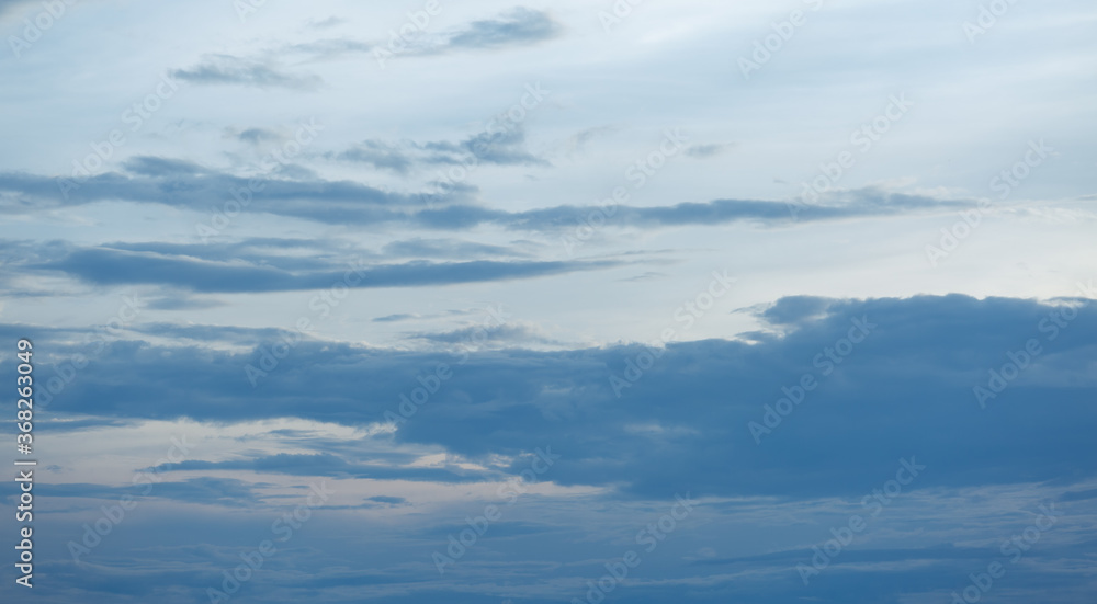 Blue sky background with tiny clouds.