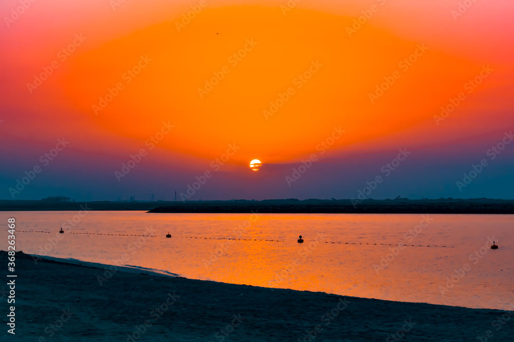 Sunset in Al Mamzar Beach , Sharjah