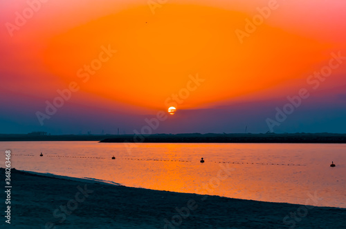 Sunset in Al Mamzar Beach , Sharjah