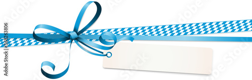 Oktoberfest blue ribbon bow with hang tag