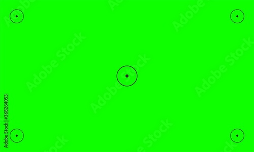 Green screen with VFX motion tracking markers. Chroma key color video footage