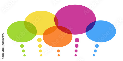 colored thought bubbles in a row