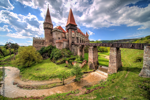 Hunedoara, Romania - Corvin Castle or Hunyadi Castle (Romanian: Castelul Corvinilor or Castelul Huniazilor), an imposing Gothic-Renaissance fortification, one of the largest in Europe.