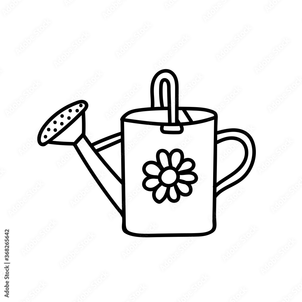 Obraz premium vector doodle watering can. isolated on white background. garden and farm hand drawn tools.for web,design,graphic.