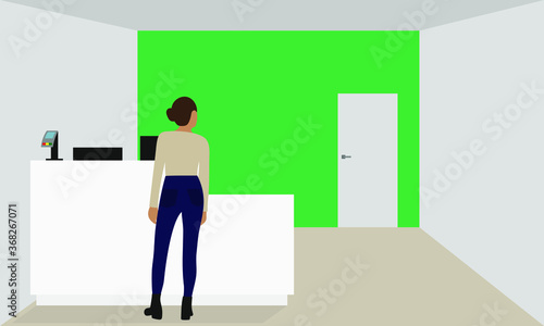Female character is waiting at the point of issuing orders