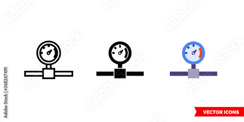 Pressure icon of 3 types. Isolated vector sign symbol.