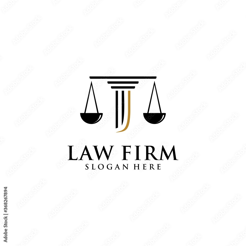 Initial J Justice Law firm Logo design template Stock Vector | Adobe Stock