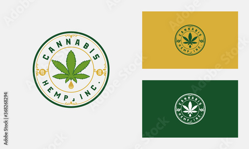 Leaf of Cannabis or Marijuana badge Logo Design Vector