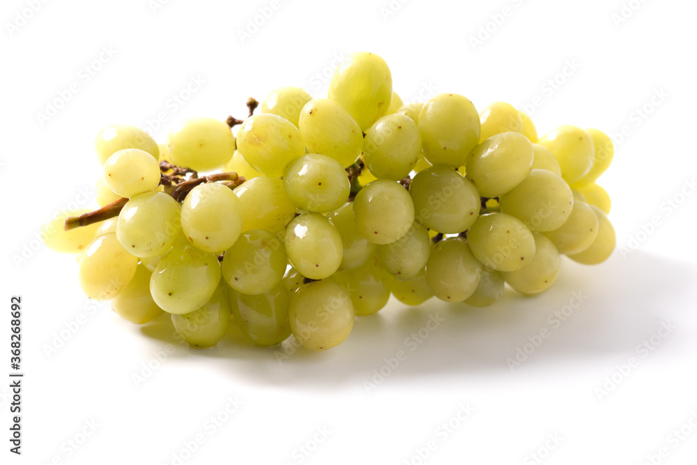 Green grapes on a white background