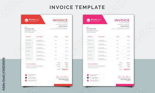 Professional Business Invoice Design Template (ID: 368268608)