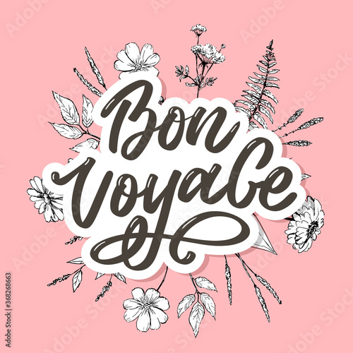 Bon Voyage Hand Lettering Vector Calligraphy Travel