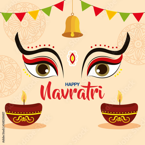 poster of happy navratri celebration vector illustration design