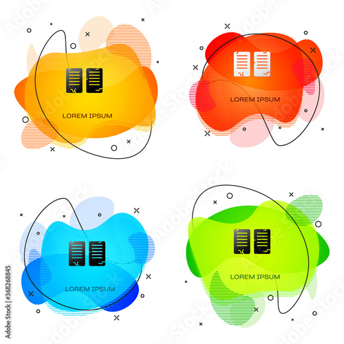Black The commandments icon isolated on white background. Gods law concept. Abstract banner with liquid shapes. Vector Illustration.