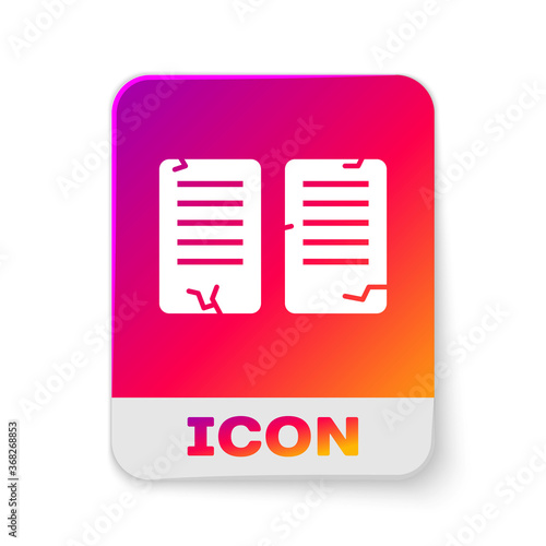 White The commandments icon isolated on white background. Gods law concept. Rectangle color button. Vector Illustration.