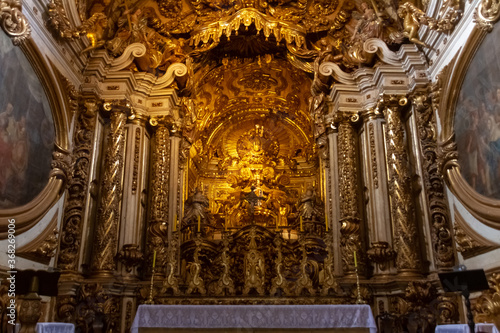 Interior of old mother church in Tiradentes