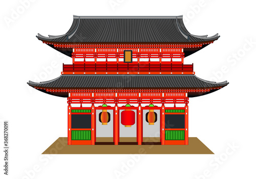 tokyo symbols asakusa temple gate drawing in vector