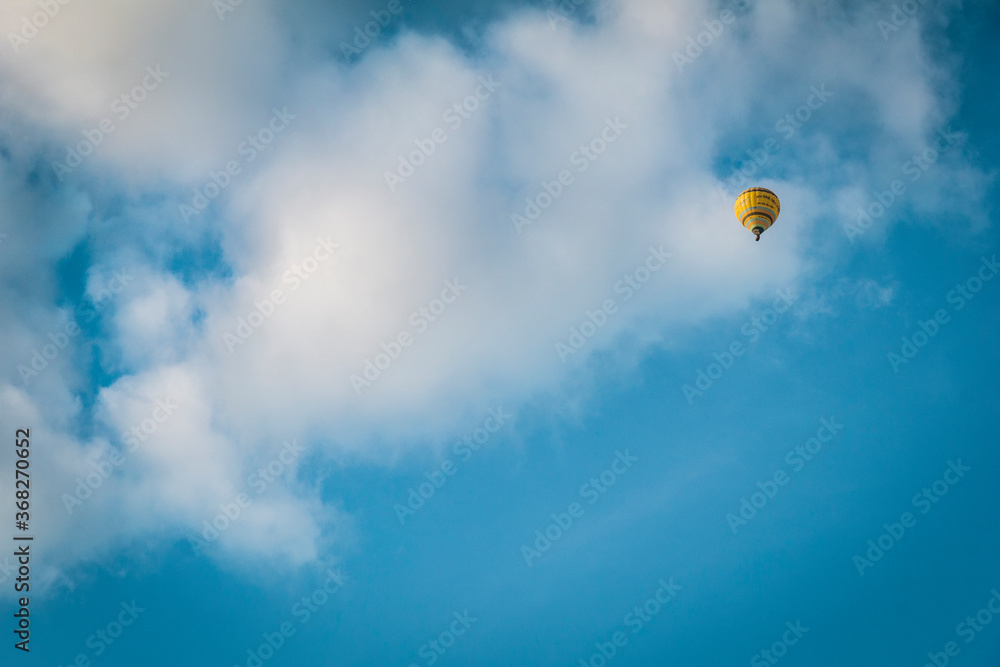 Balloons flying the the sky above the Loire Valley in France Balloons flying the the sky above the Loire Valley in France