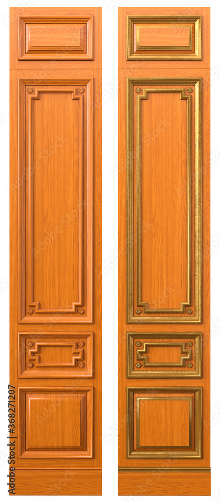 Classic wood panel wood with veneer and gold elements Classic wood panel wood with veneer and gold elements