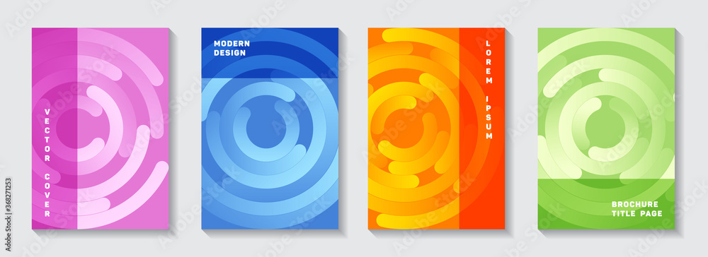 Business booklet front pages design. Modern poster circles goemetry vector backgrounds. Aim goal