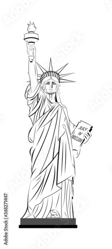 statue of liberty with inscribed JULY IV MDCCLXXVI drawing in vector