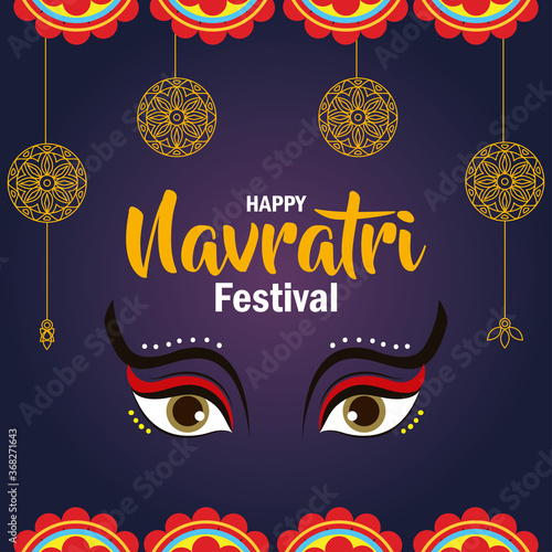 poster of happy navratri celebration vector illustration design