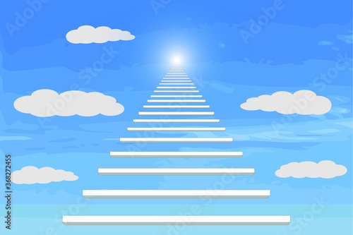 Stairs to or from heaven drawing in vector