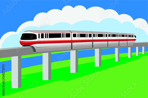 Quadro em tela Concept of monorail sky train drawing in vector