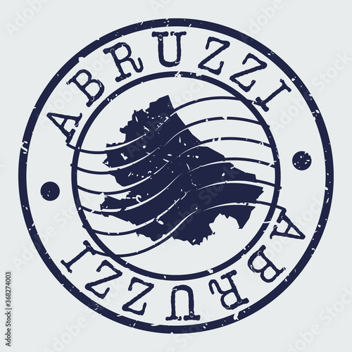 Abruzzo Italy Stamp Postal. Map Silhouette Seal. Passport Round Design. Vector Icon. Design Retro Travel.